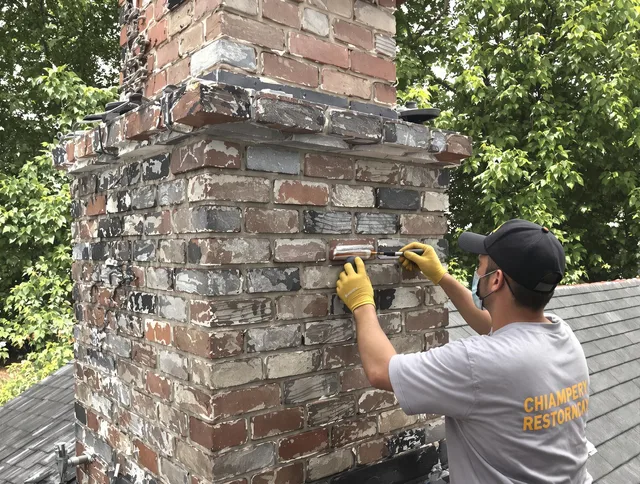 In-progress chimney restoration by Wethersfield Chimney Sweep in Wethersfield, CT