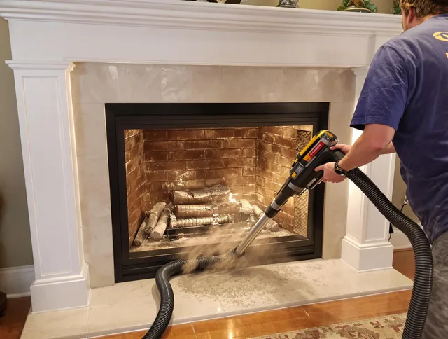 Fireplace cleaning performed by Wethersfield Chimney Sweep in Wethersfield, CT