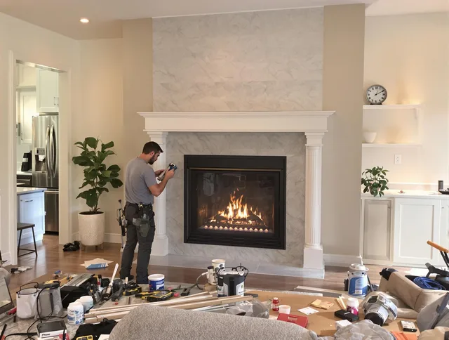 Newly installed fireplace by Wethersfield Chimney Sweep in Wethersfield, CT